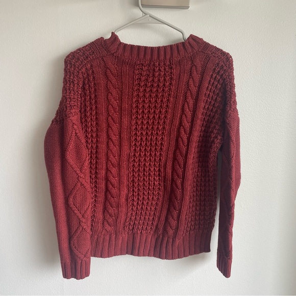 Imported Korean Red Knit Sweater with Drop Shoulders - Picture 6 of 6